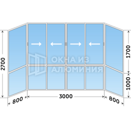 Панорамное алюминиевое остекление лоджии AL-043